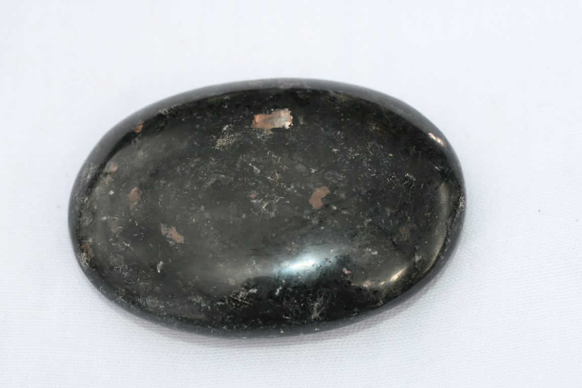 Nuummite Palm Stone with Speckles of Gold 5224